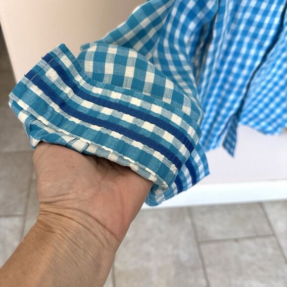 Robert Graham Shirt Mens Large Blue Gingham Classic Fit Long Sleeve Button Down - Picture 6 of 12